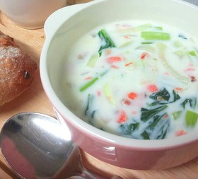 ほっこり♪鮭と小松菜のミルクスープ