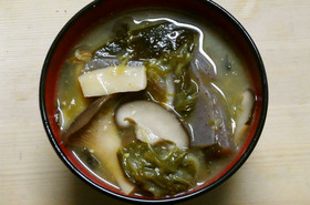 和食＊ワカメと蒟蒻 チンゲン菜のお味噌汁
