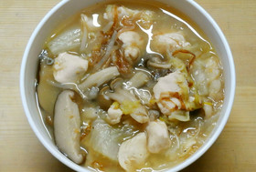 簡単☆鶏ささみと白菜きのこの和風塩スープ