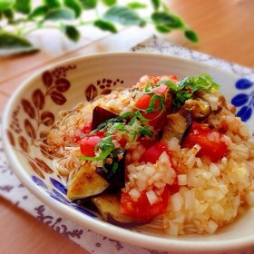 ✿トマトと茄子のピリ辛冷やし素麺✿