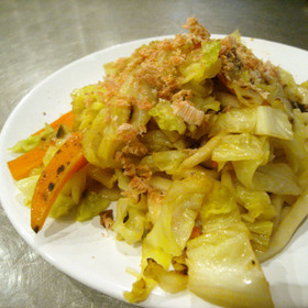 日本酒で野菜があま〜い蒸し焼きうどん