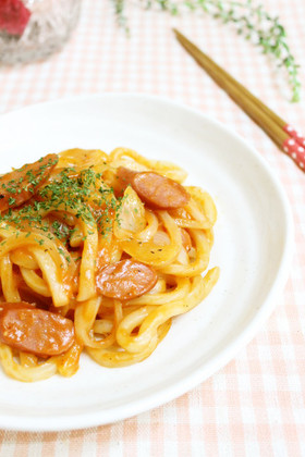 レンジで簡単ランチ＊ナポリタン風うどん