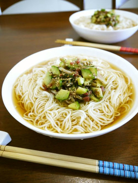 香味野菜の梅肉和えde爽やかお素麺♪