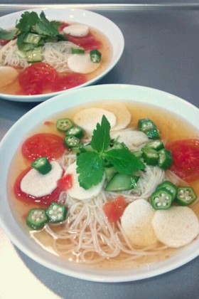 ゼラチン麺つゆのプルプル野菜素麺