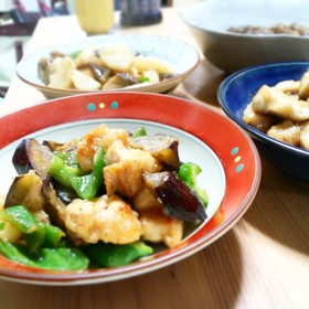 茄子と長芋と鶏ムネ肉のマリネ