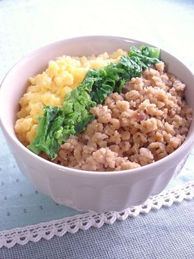 高野豆腐の３色そぼろ丼。