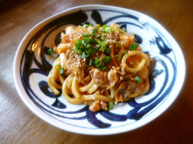 豚キムチの焼きうどん♪