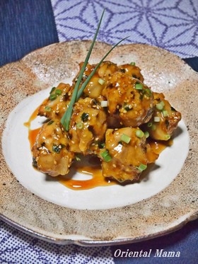 黒酢風味！食感蓮根のササミ揚げ