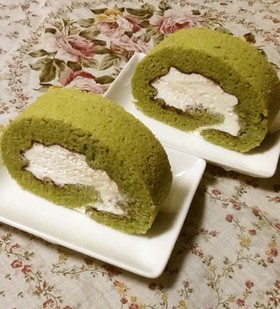 糖質制限！大豆粉で抹茶ロールケーキ