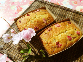 しっとり❀桜と甘納豆のパウンドケーキ