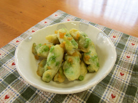 お弁当に♪枝豆天の甘辛生姜煮