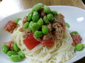 簡単！ツナとトマトの洋風そうめん♪パスタ