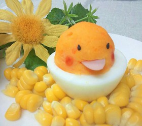 キャラ弁☆ゆで卵の味噌マヨdeひよこ