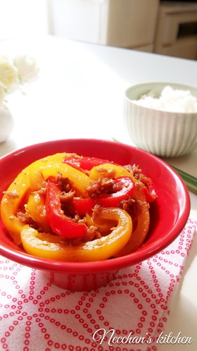 パプリカでご飯の供！ツナ胡麻甘辛きんぴら