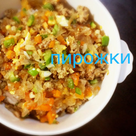 ピロシキの材料でごはん＊ピロシキ丼ランチ