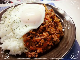 簡単ハンバーグ☆デミそぼろのっけご飯。