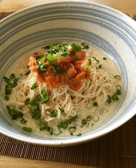 豆乳キムチの簡単素麺