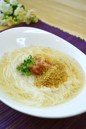 簡単さっぱり♡冷し白だし梅胡麻そうめん♪