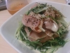 簡単♪水菜とベーコンと豆腐のサラダ