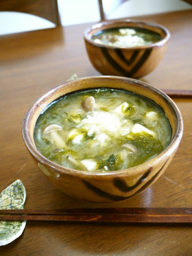 あおさ海苔の豆腐としめじのお味噌汁♪