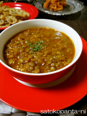 トマト缶で簡単レンズ豆の煮込み