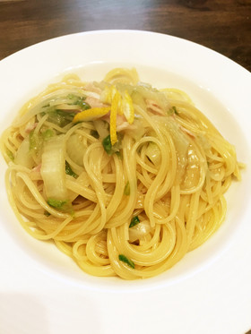 柚子香る♬白菜とベーコンのあんかけパスタ