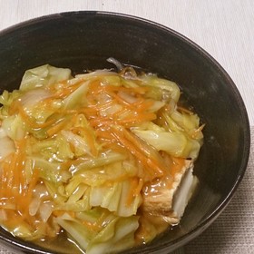 キャベツたっぷり厚揚げの野菜甘酢あんかけ