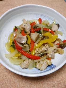 もも肉と色々野菜の牡蠣だし醬油炒め