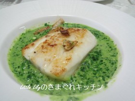 ひらめのムニエル　ほうれん草クリーム