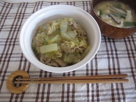 白菜と豚肉のトロトロ丼　カレー風味