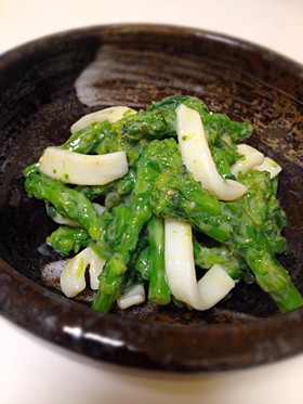 京風★菜の花とイカの辛子酢味噌和え