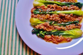 ご飯のお供に♡青梗菜とひき肉の煮込み♪