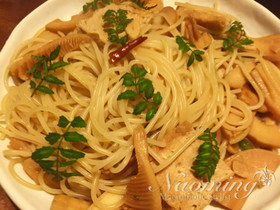 新筍と厚揚げパスタ❤️マクロビご飯