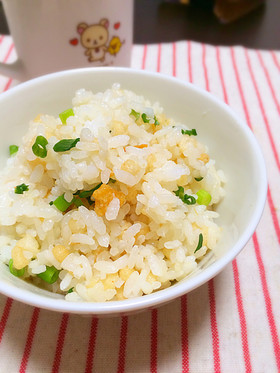 葱と天かすの混ぜごはん【朝食】