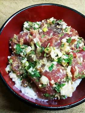 簡単！鰹DEゴマたっぷりの漬け丼♪