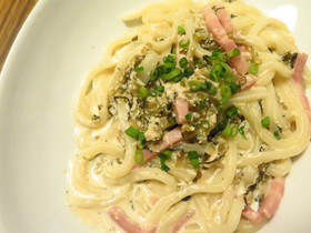 高菜と明太子のクリームうどん