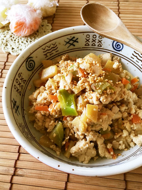 野菜玉と豆腐だけ*簡単シンプル♪炒り豆腐