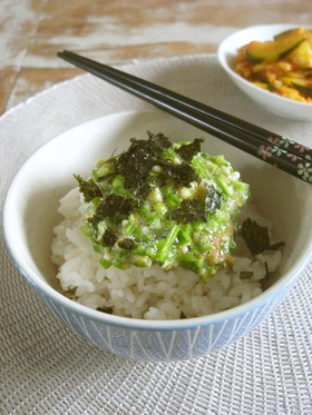 たたきオクラのネバトロ丼＊梅パクチー風味