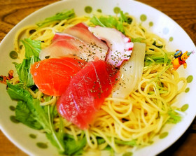 余ったお刺身で！海鮮レモン風味パスタ