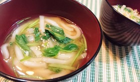 余り食材★節約【うどんと三葉の味噌汁】♪