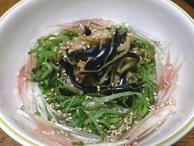 白だしde茄子の冷やしうどん