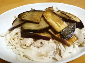 なすと豚肉のさっぱり冷やしうどん♪