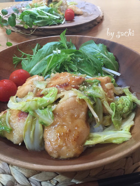 鶏むね肉と春キャベツの味噌マヨ炒め