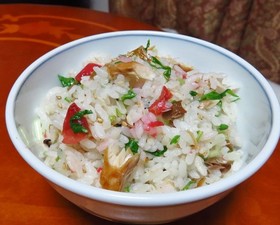 さばの干物の炊き込み混ぜご飯