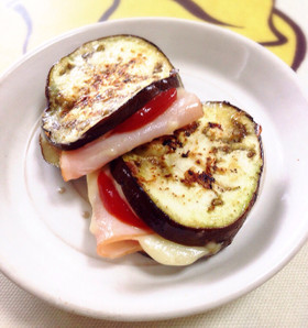 茄子のハムチーズはさみ焼き♪お弁当に♪