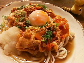 冷しゃぶ豚キムチの冷やしうどん！素麺にも