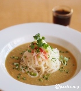 ねぎ盛り☆とうもろこしスープそうめん