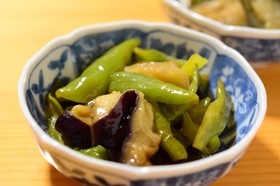 茄子と甘長唐辛子のめんつゆ煮