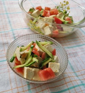 さっぱり夏野菜のお豆腐サラダ