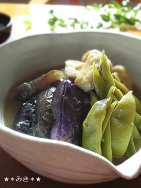 茄子とモロッコインゲンの味噌煮